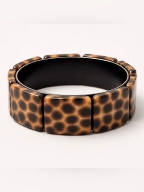 Leopard print resin panel bracelet (cowrie shell look)”